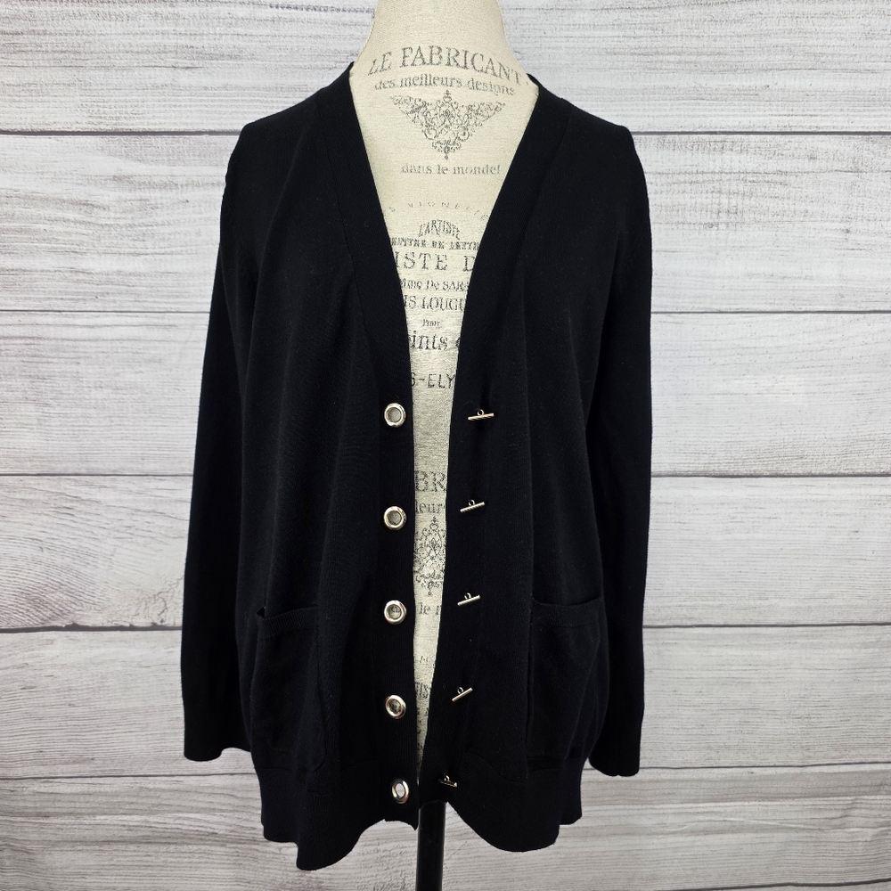 Grace Elements Black Women's Boyfriend Cardigan